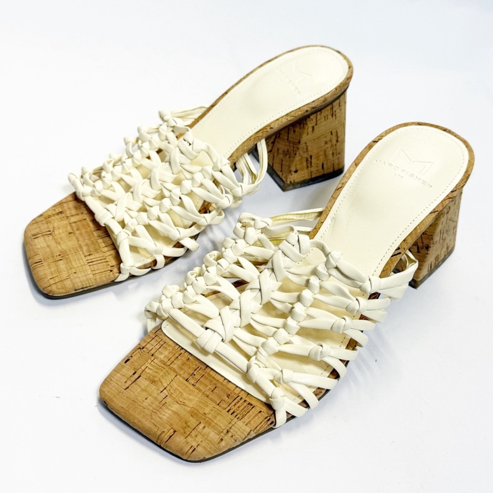 Marc Fisher Woven detail Cork Heel Mules size 5
